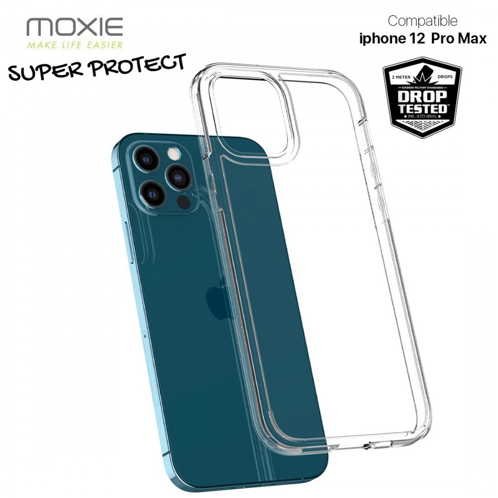 Coque renforcée Moxie Super Protect pour iPhone 12 Pro Max - Transparente