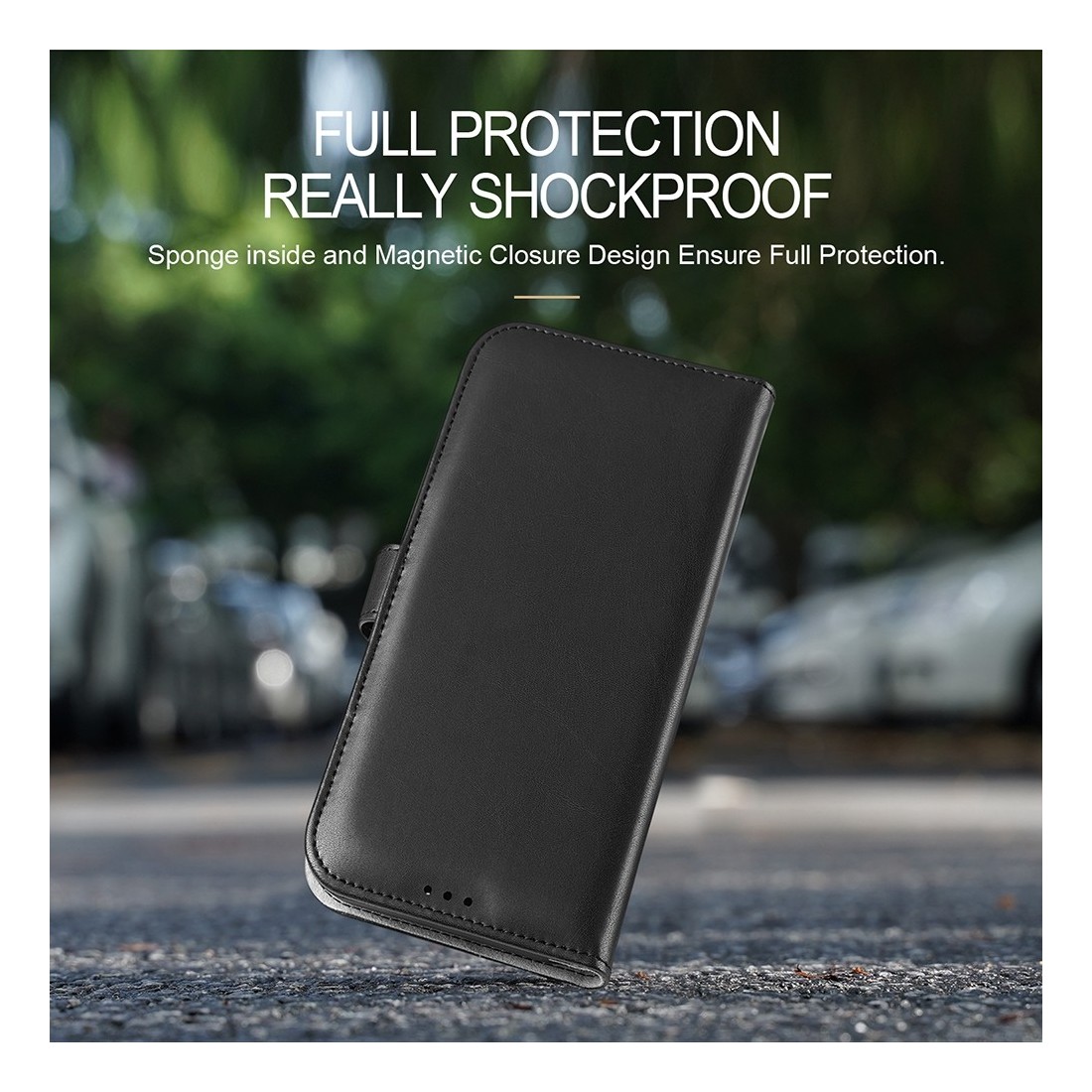 Etui portefeuille DUX Ducis en cuir PU avec porte-carte et fonction vidéo pour iPhone 12/12 Pro - NOIR