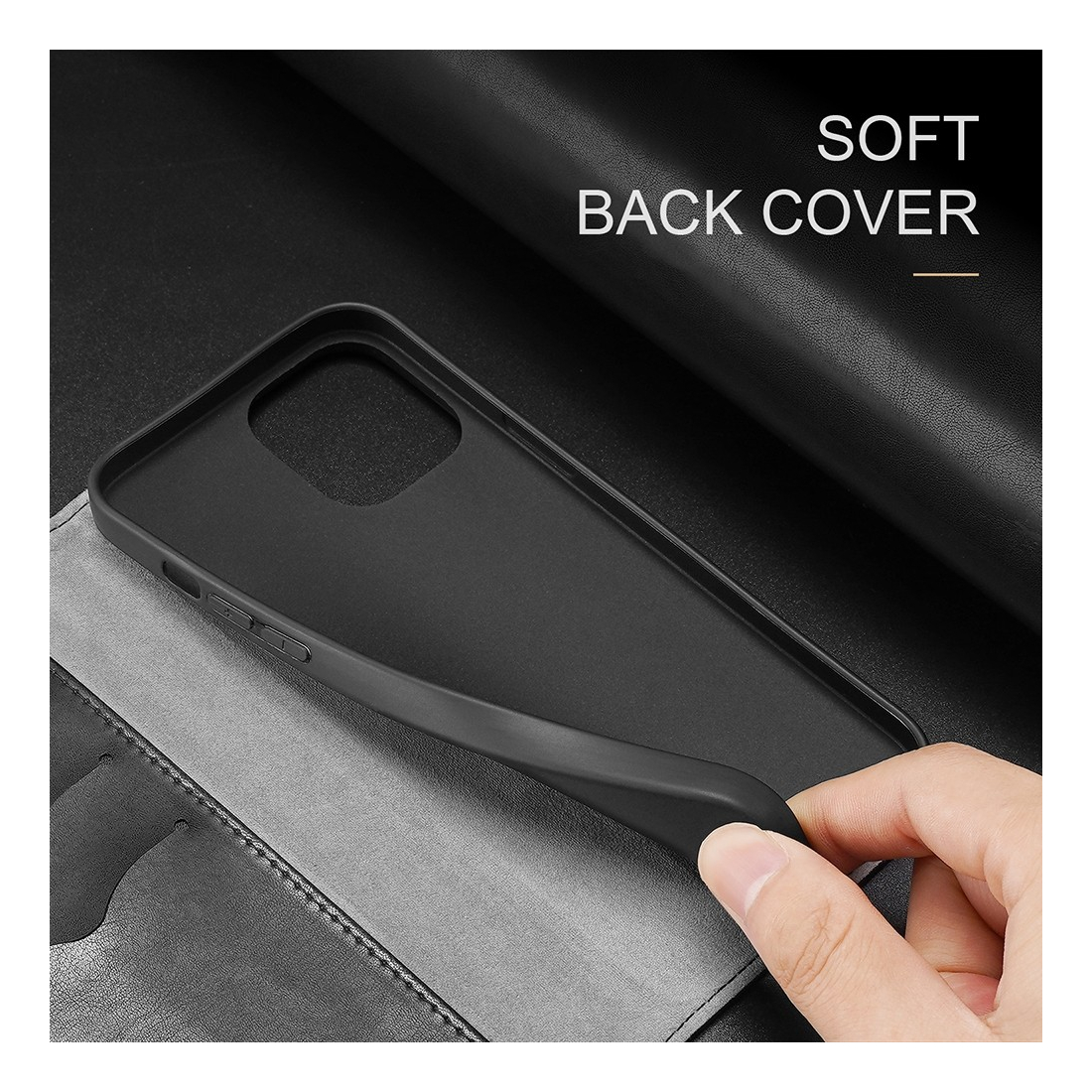 Etui portefeuille DUX Ducis en cuir PU avec porte-carte et fonction vidéo pour iPhone 12 Mini - NOIR