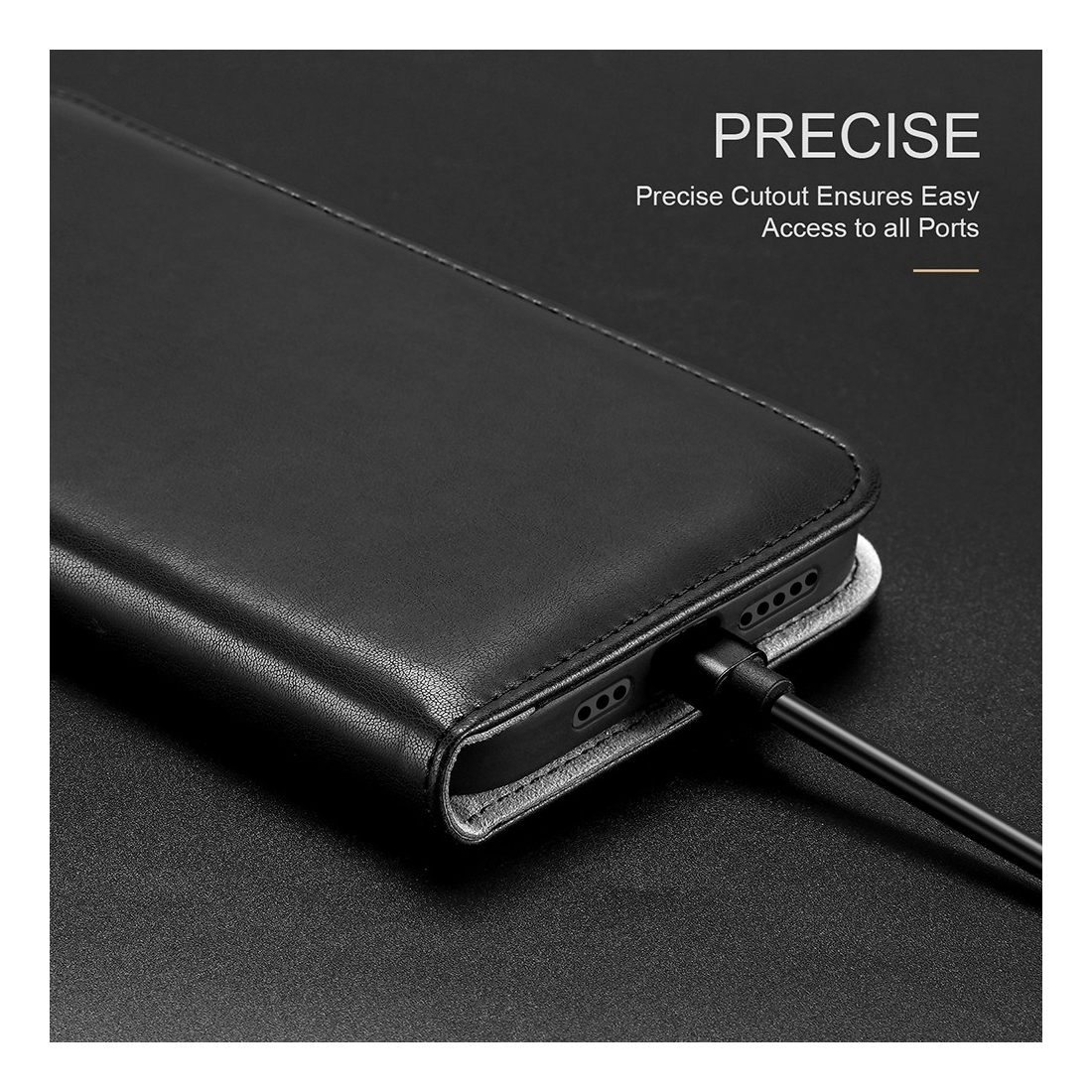 Etui portefeuille DUX Ducis en cuir PU avec porte-carte et fonction vidéo pour iPhone 12 Mini - NOIR