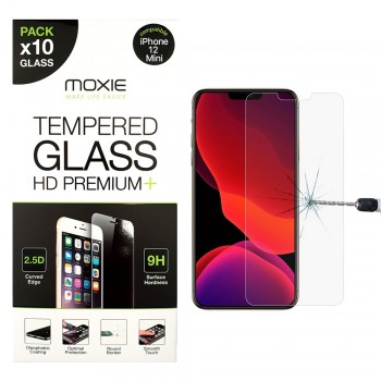 Pack x10 Protection d'écran en verre trempé iPhone 12 Mini, Moxie [Glass HD Premium+] [2.5D 9H] Film en verre véritable pour iPh