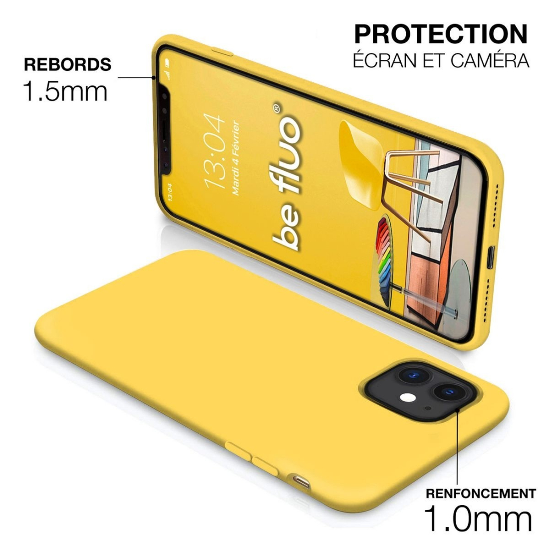 Moxie Coque silicone iPhone 12 Mini [BeFluo Full Protect] - Intérieur Microfibre, Coque Anti-chocs et Anti-rayures pour iPhone 1