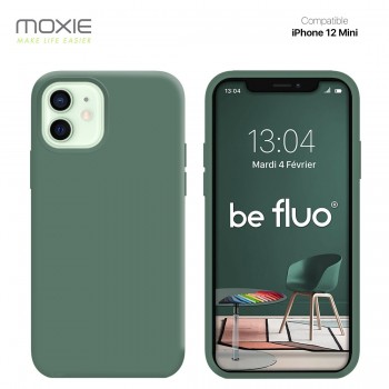 Moxie Coque silicone iPhone 12 Mini  [BeFluo Full Protect] - Intérieur Microfibre, Coque Anti-chocs et Anti-rayures pour iPhone 