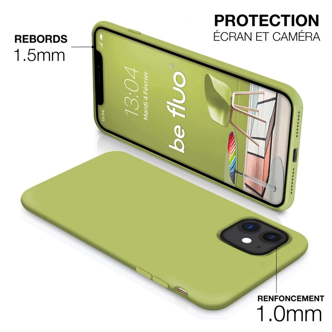 Moxie Coque silicone iPhone 12 Mini  [BeFluo Full Protect] - Intérieur Microfibre, Coque Anti-chocs et Anti-rayures pour iPhone 