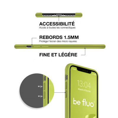 Moxie Coque silicone iPhone 12 Mini  [BeFluo Full Protect] - Intérieur Microfibre, Coque Anti-chocs et Anti-rayures pour iPhone 