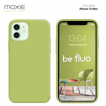 Moxie Coque silicone iPhone 12 Mini  [BeFluo Full Protect] - Intérieur Microfibre, Coque Anti-chocs et Anti-rayures pour iPhone 