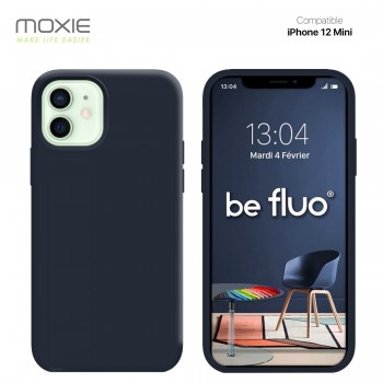 Moxie Coque silicone iPhone 12 Mini  [BeFluo Full Protect] - Intérieur Microfibre, Coque Anti-chocs et Anti-rayures pour iPhone 