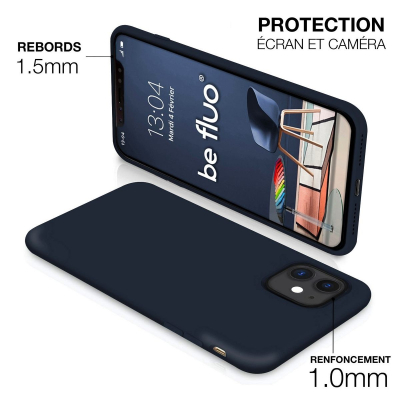 Moxie Coque silicone iPhone 12 Mini  [BeFluo Full Protect] - Intérieur Microfibre, Coque Anti-chocs et Anti-rayures pour iPhone 