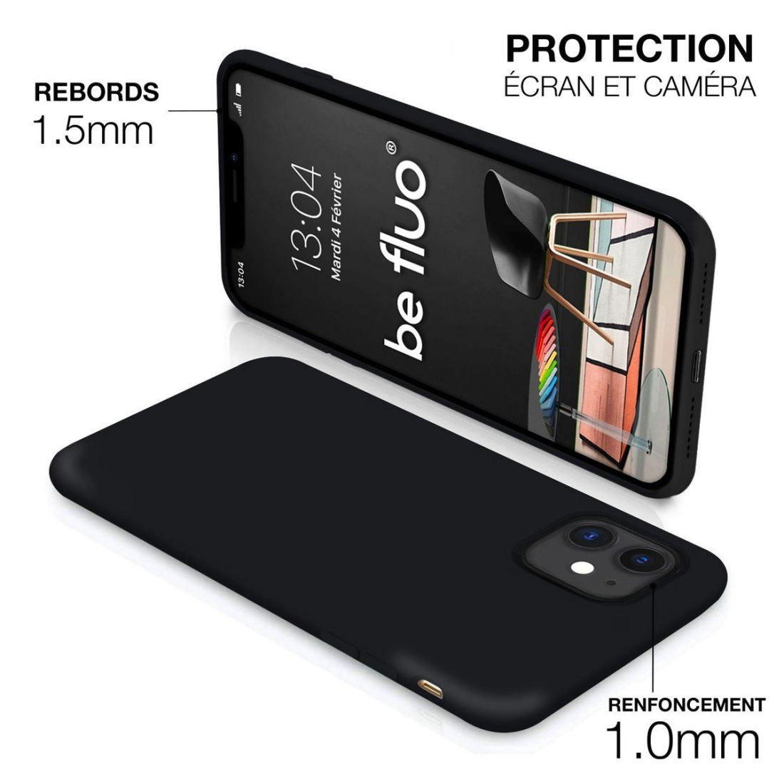 Moxie Coque silicone iPhone 12 Mini [BeFluo Full Protect] - Intérieur Microfibre, Coque Anti-chocs et Anti-rayures pour iPhone 1