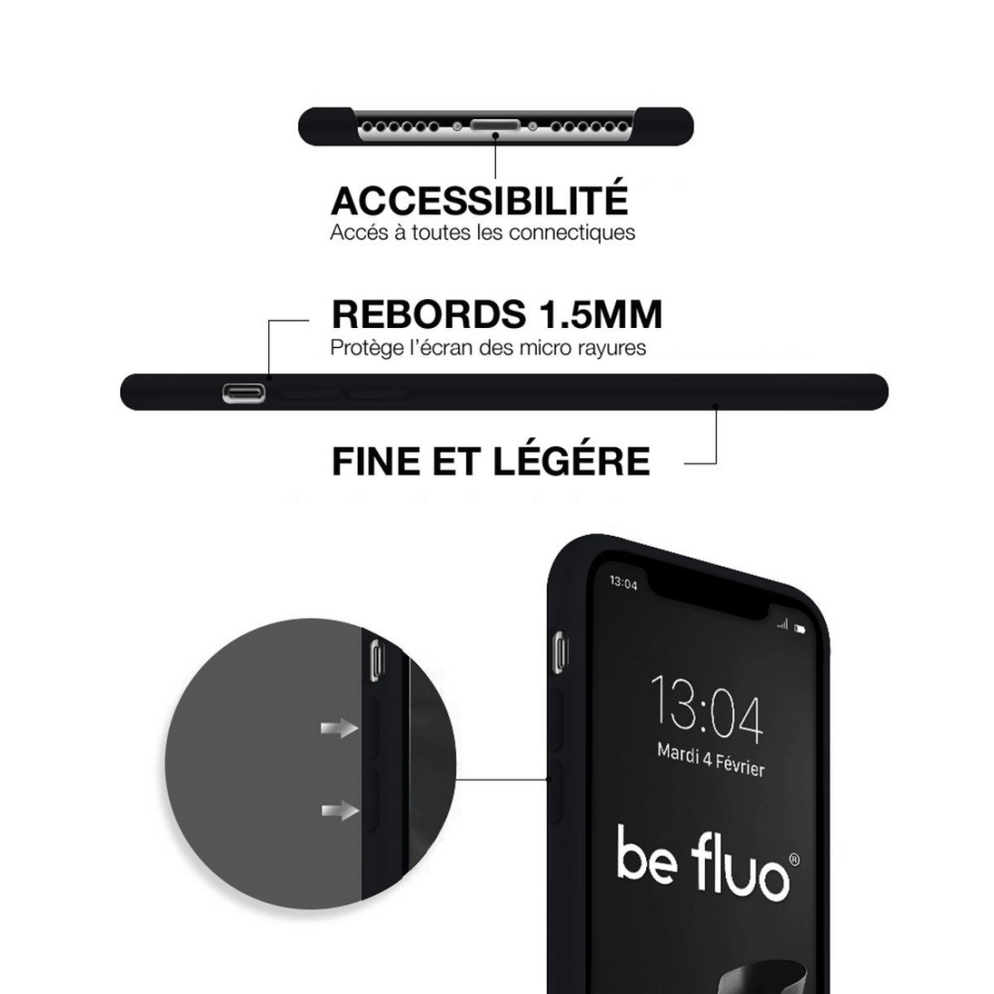 Moxie Coque silicone iPhone 12 Mini [BeFluo Full Protect] - Intérieur Microfibre, Coque Anti-chocs et Anti-rayures pour iPhone 1