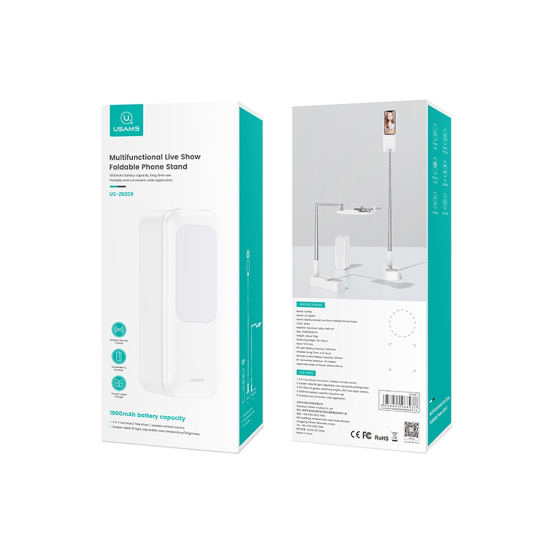 Support de bureau USAMS US-ZB209 téléscopique avec Lampe led integrée