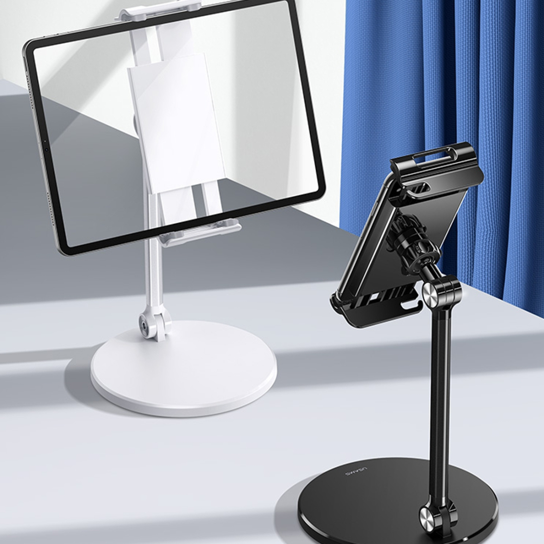 Support de bureau USAMS US-ZJ057 ajustable pour smartphones et tablettes - Noir