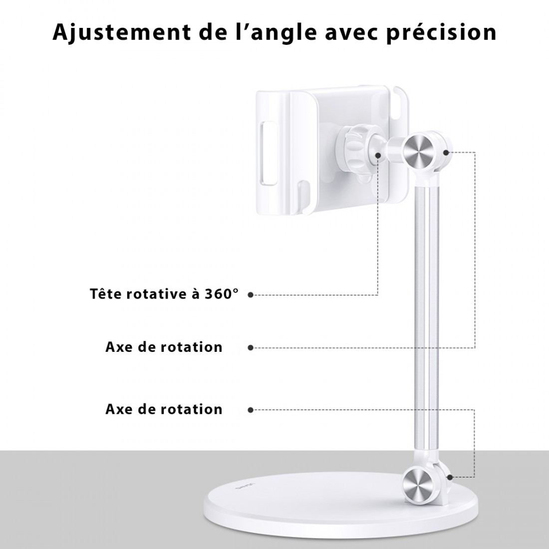 Support de bureau USAMS US-ZJ057 ajustable pour smartphones et tablettes - Blanc