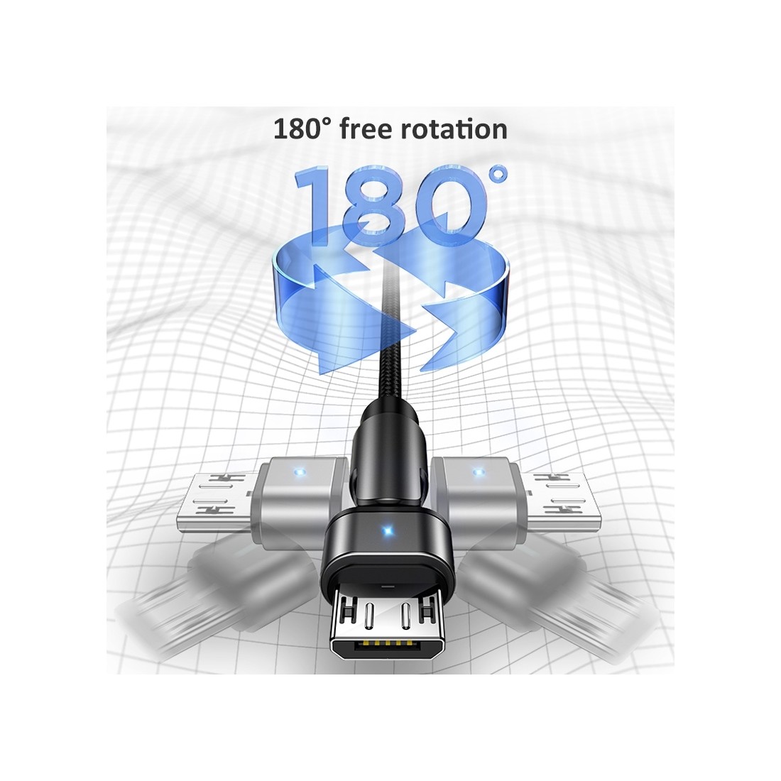 Cable data Micro USB USAMS SJ477 avec tete rotative Longueur 1 mètre - noir