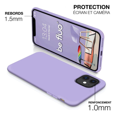 Moxie Coque silicone iPhone 12 / 12 Pro  [BeFluo Full Protect] - Intérieur Microfibre, Coque Anti-chocs et Anti-rayures pour iPh
