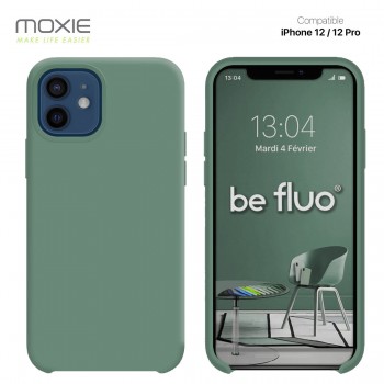 Moxie Coque silicone iPhone 12 / 12 Pro  [BeFluo] - Intérieur Microfibre, Coque Anti-chocs et Anti-rayures pour iPhone 12 / 12 P