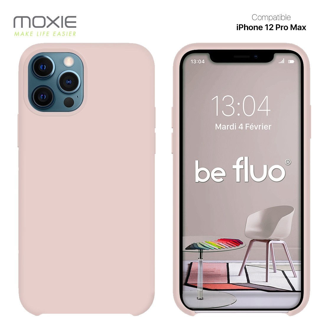 Moxie Coque silicone iPhone 12 Pro Max 6.7" [BeFluo] - Intérieur Microfibre, Coque Anti-chocs et Anti-rayures pour iPhone 12 Pro
