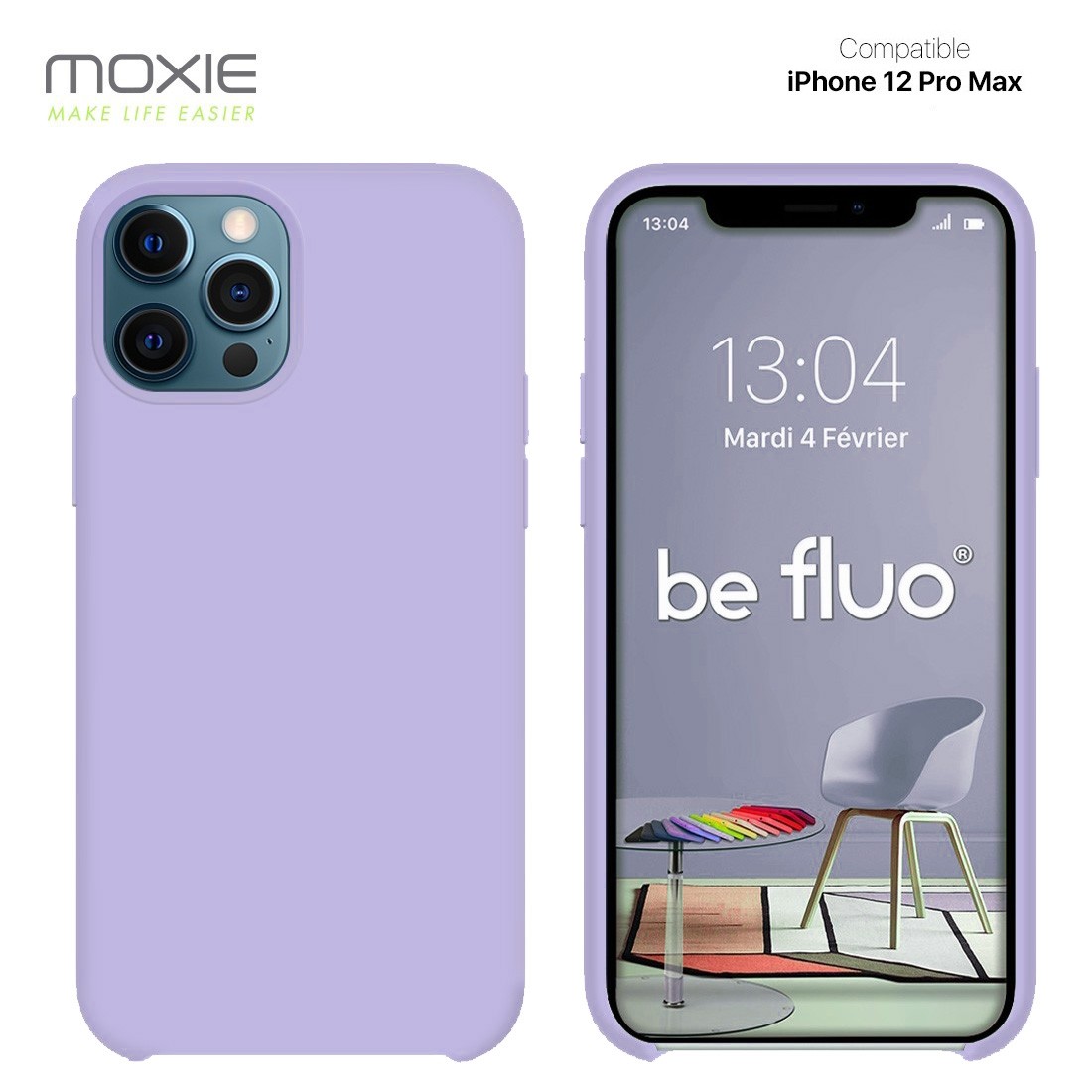Moxie Coque silicone iPhone 12 Pro Max 6.7" [BeFluo] - Intérieur Microfibre, Coque Anti-chocs et Anti-rayures pour iPhone 12 Pro