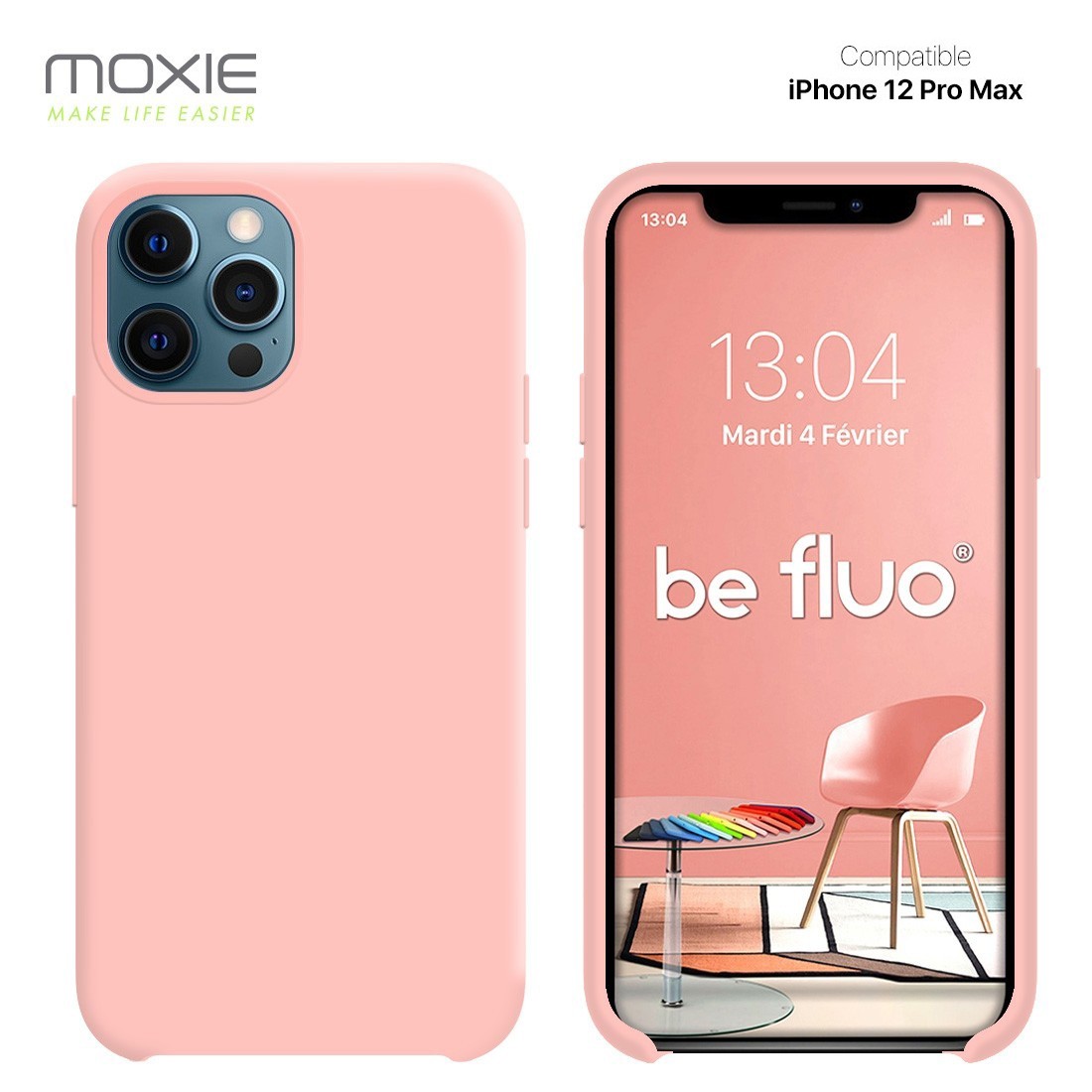 Moxie Coque silicone iPhone 12 Pro Max 6.7" [BeFluo] - Intérieur Microfibre, Coque Anti-chocs et Anti-rayures pour iPhone 12 Pro