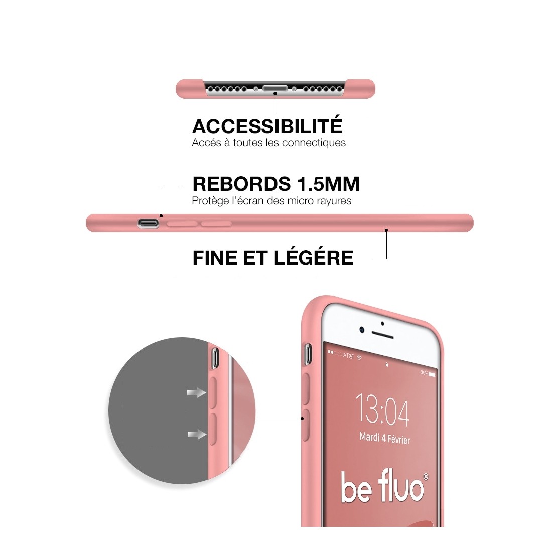Moxie Coque iPhone 6/6S [BeFluo] Coque Silicone Fine et Légère pour iPhone 6S et iPhone 6, Intérieur Microfibre, Coque Anti-choc