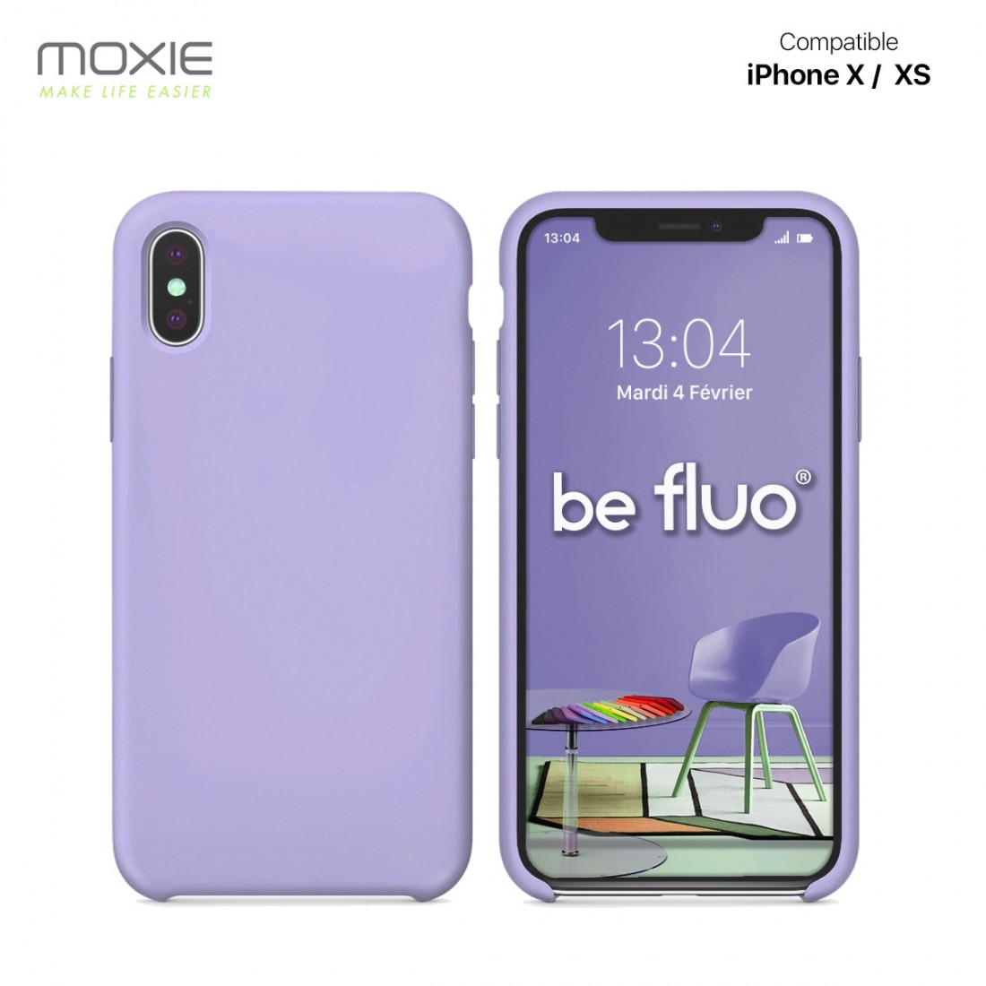 Moxie Coque iPhone XS [BeFluo] Coque Silicone Fine et Légère pour iPhone 6S et iPhone 6, Intérieur Microfibre, Coque Anti-chocs 