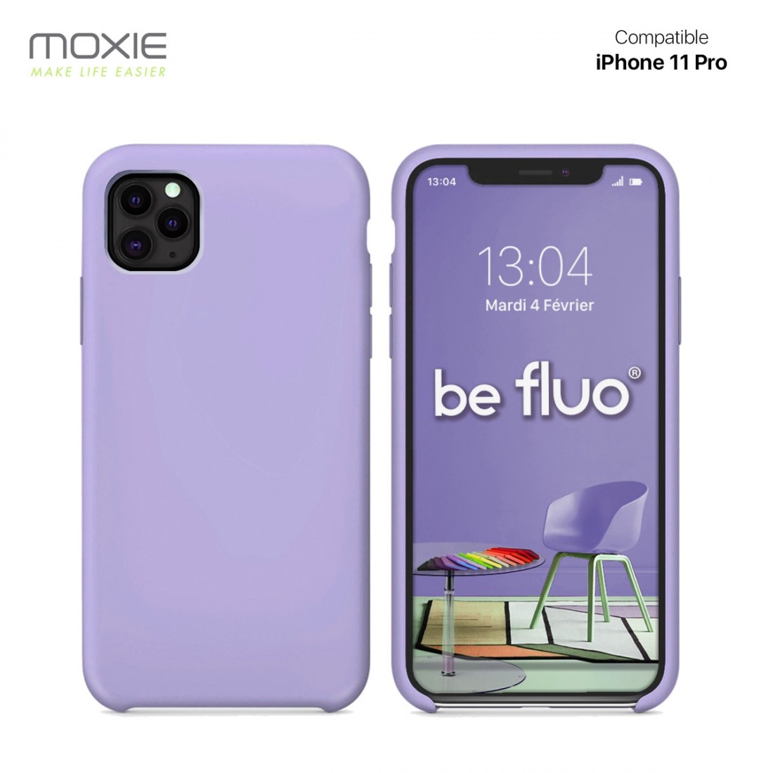 Moxie Coque iPhone 11 Pro [BeFluo] Coque Silicone Fine et Légère pour iPhone 6S et iPhone 6, Intérieur Microfibre, Coque Anti-ch