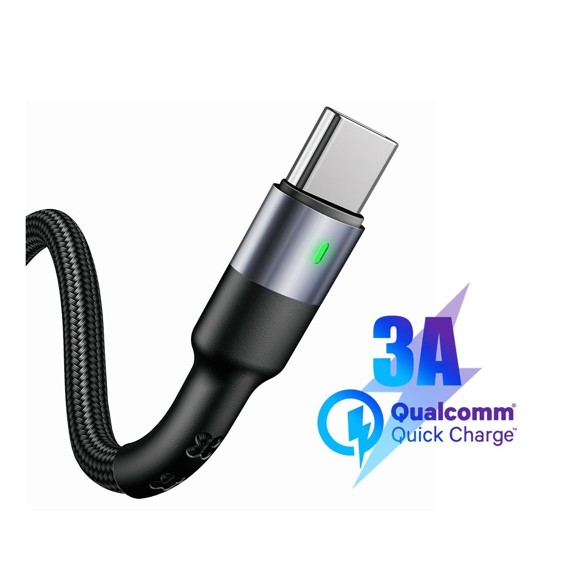 Cable tressé USAMS en tube 1M TYPE-C avec indicateur de charge pour Présentoir 30 pièces