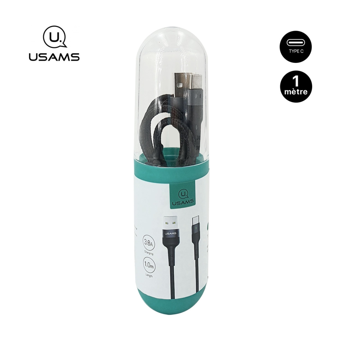 Présentoir 30 câbles tressés USAMS U26 15 Type C / 15 lightning - 1M avec indicateur de charge