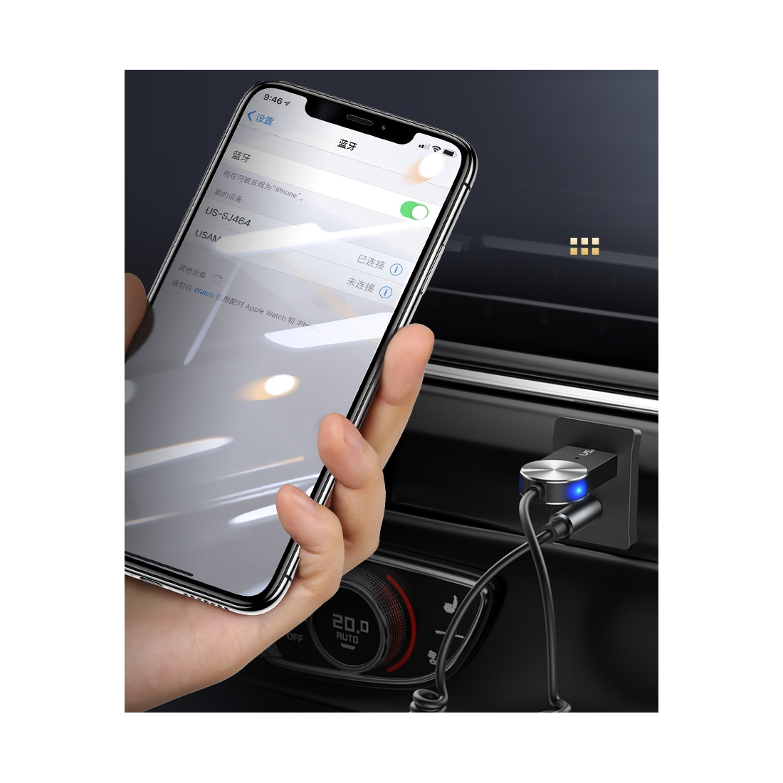 transmetteur audio Usams Bluetooth entrée Jack pour voiture SJ464