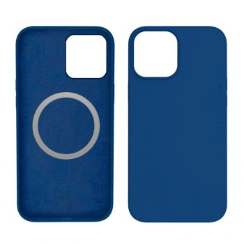 Moxie Coque silicone iPhone 12 Pro Max [BeFluo] avec aimant compatible MagSafe - Intérieur Microfibre - Bleu Marine