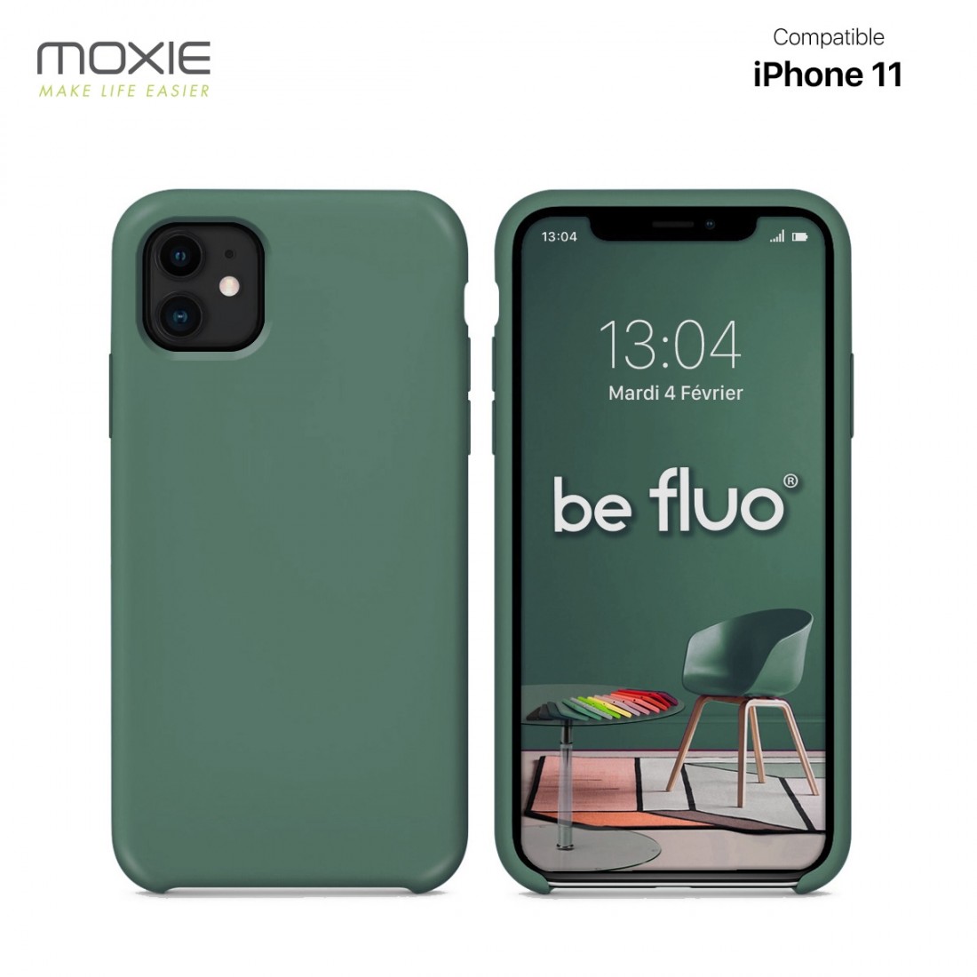 Moxie Coque iPhone 11 [BeFluo] Coque Silicone Fine et Légère pour iPhone 11, Intérieur Microfibre, Coque Anti-chocs et Anti-rayu