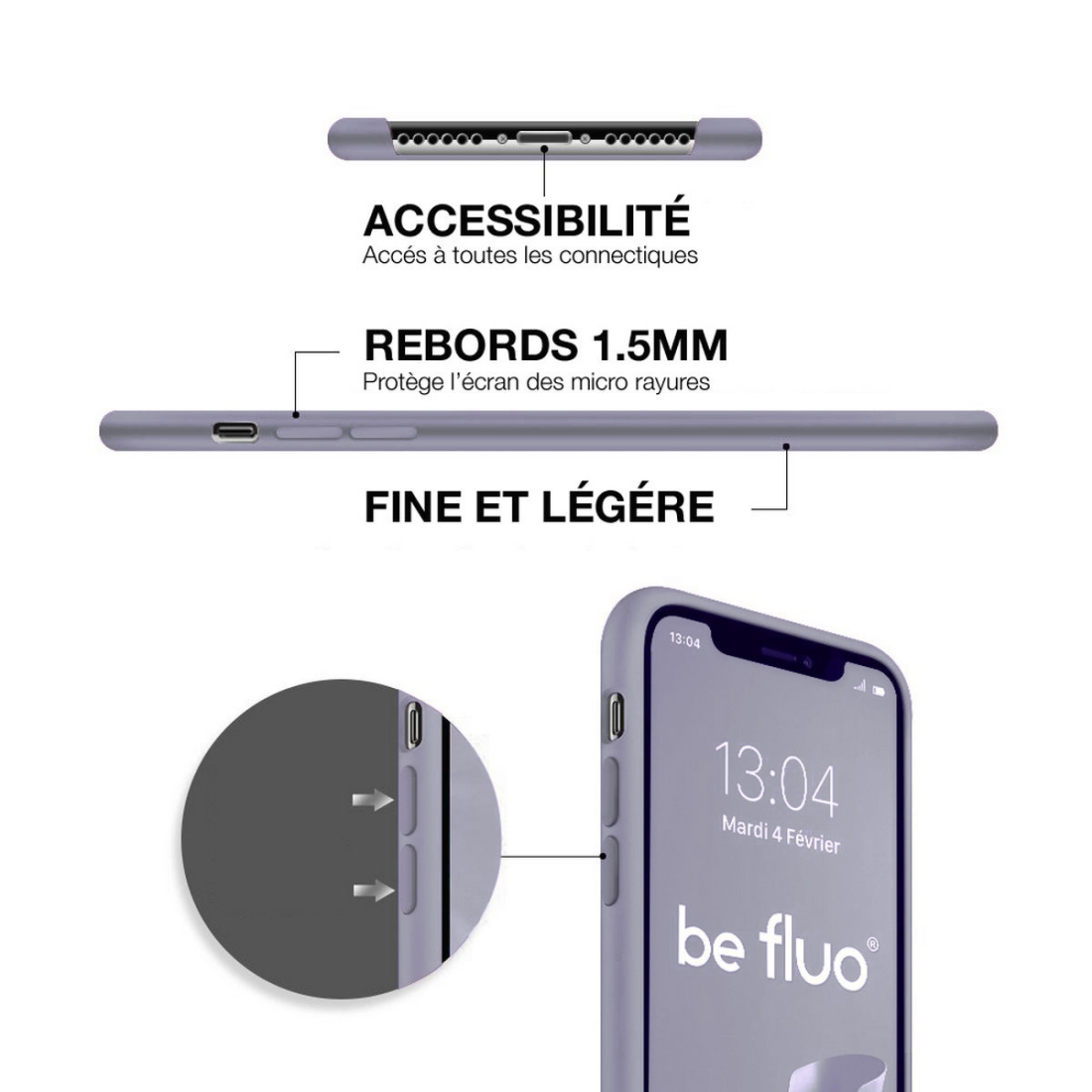 Moxie Coque iPhone XR [BeFluo] Coque Silicone Fine et Légère pour iPhone XR, Intérieur Microfibre, Coque Anti-chocs et Anti-rayu