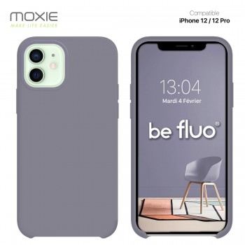 Moxie Coque iPhone 12/12 Pro [BeFluo] Coque Silicone Fine et Légère pour iPhone 12/12 Pro, Intérieur Microfibre, Coque Anti-choc