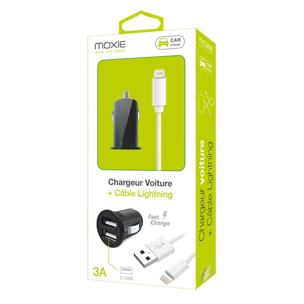 Chargeur allume-cigare USB + câble Lightning Iphone