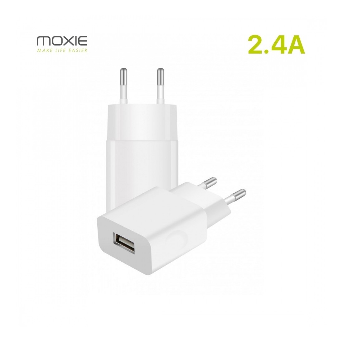 Pack chargeur secteur 2.4A + 1 câble Type-C 1mètre - blanc