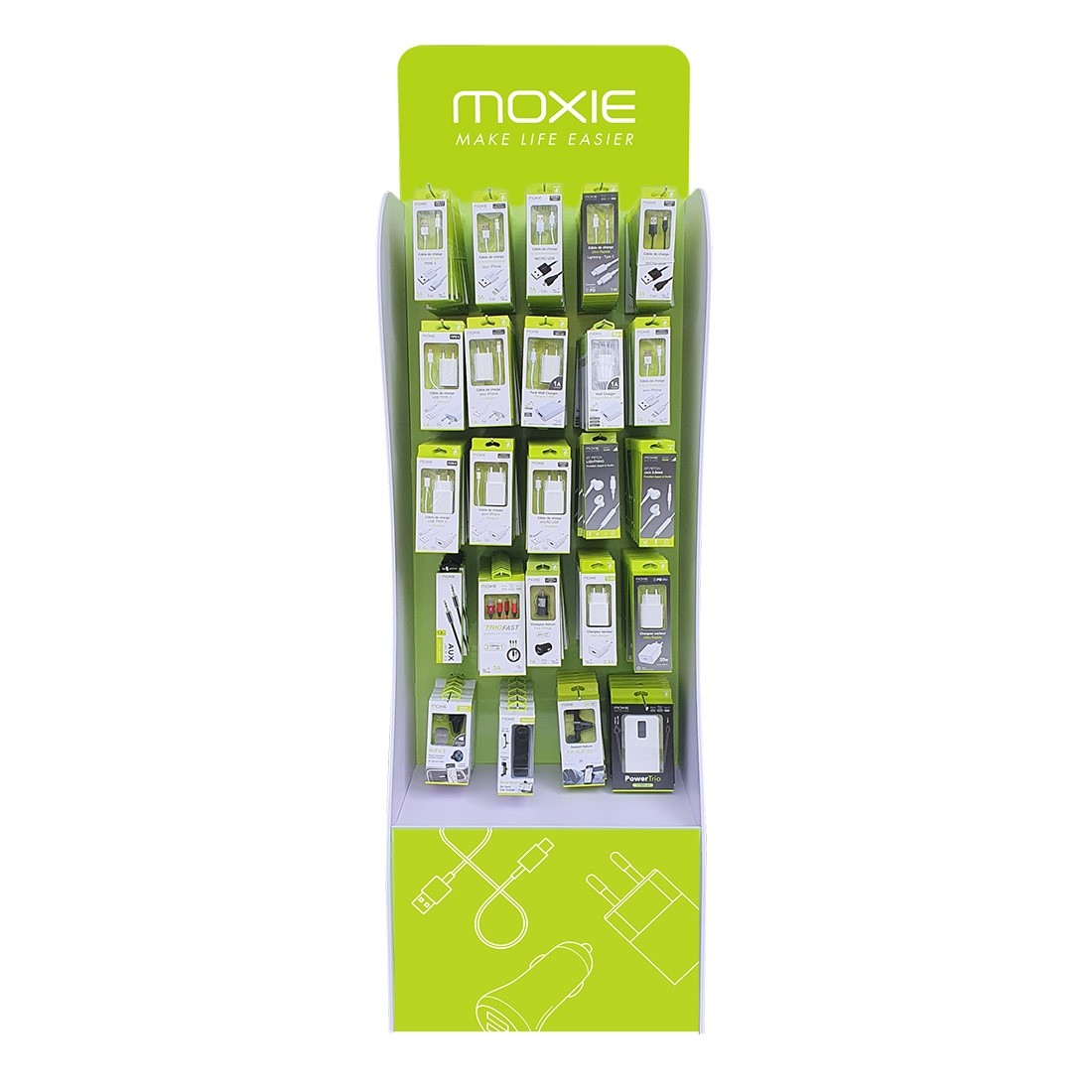 Présentoir Moxie 24 broches acrylique avec 240 accessoires inclus