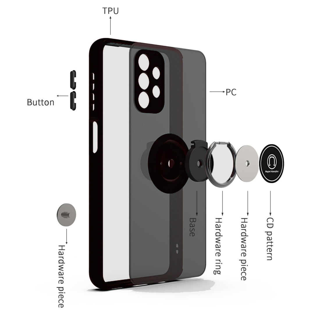 Coque Moxie R-Hold Samsung A32 5g avec ring holder + contour noir