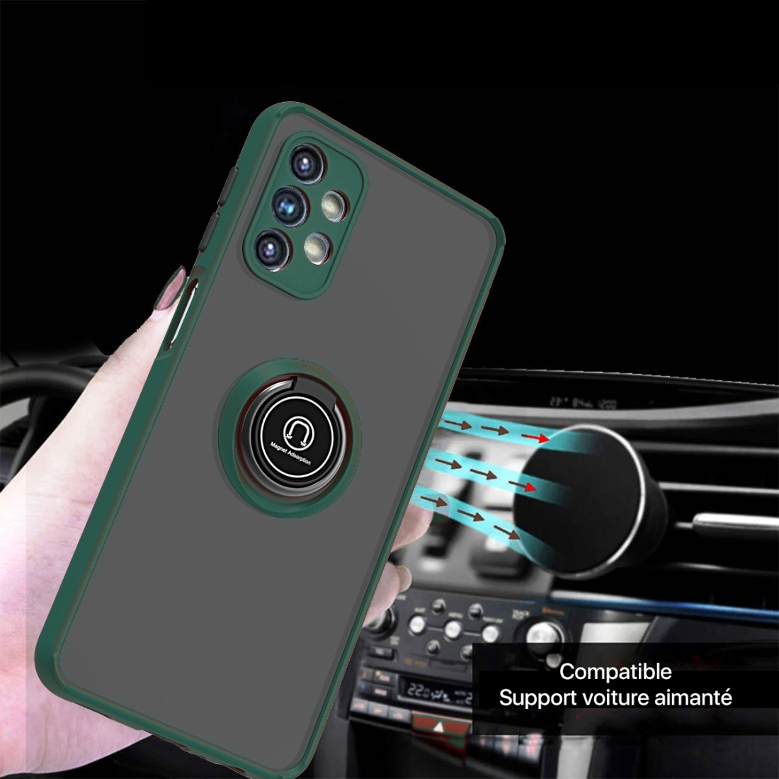 Coque Moxie R-Hold Samsung A32 5g avec ring holder + contour vert