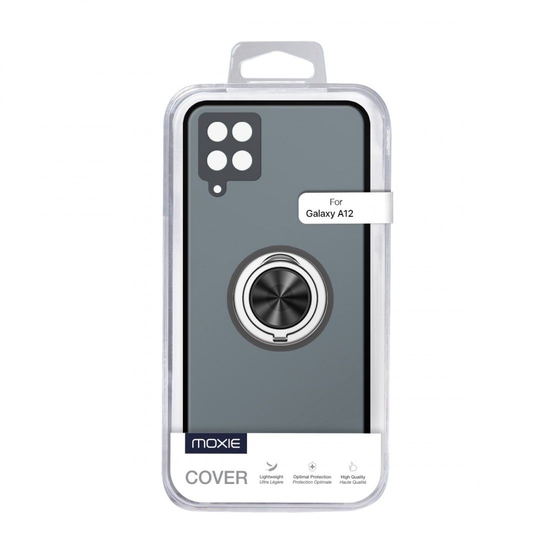 Coque Moxie R-Hold Samsung Galaxy A12 avec ring holder + contour noir