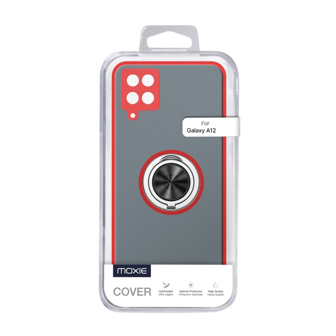 Coque Moxie R-Hold Samsung Galaxy A12 avec ring holder + contour rouge