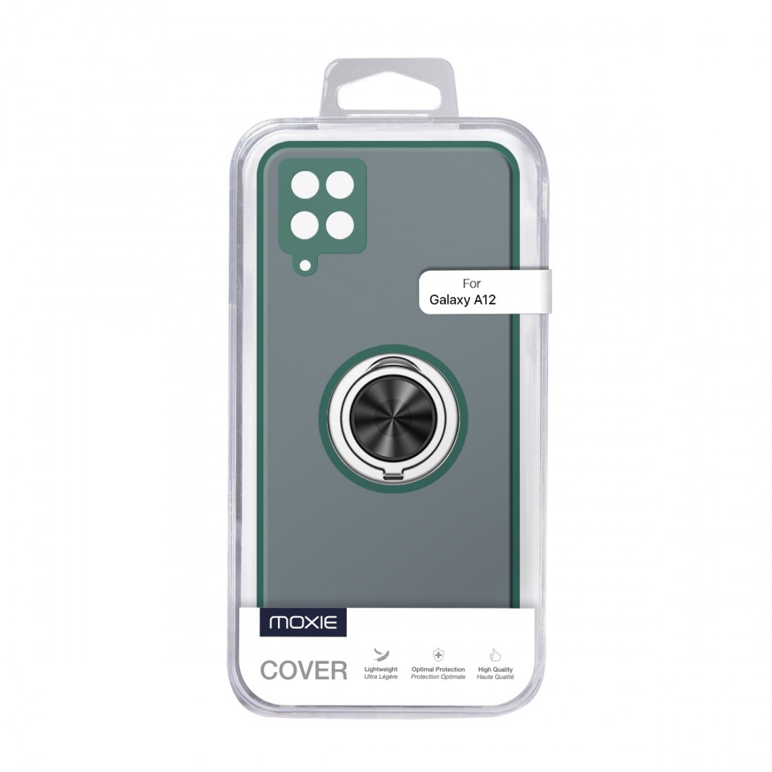 Coque Moxie R-Hold Samsung Galaxy A12 avec ring holder + contour Vert