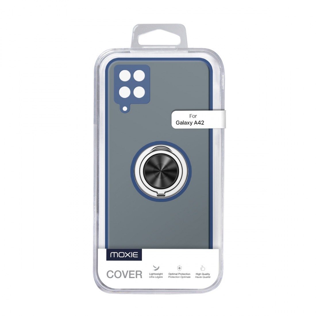 Coque Moxie R-Hold Samsung Galaxy A42 avec ring holder + contour bleu