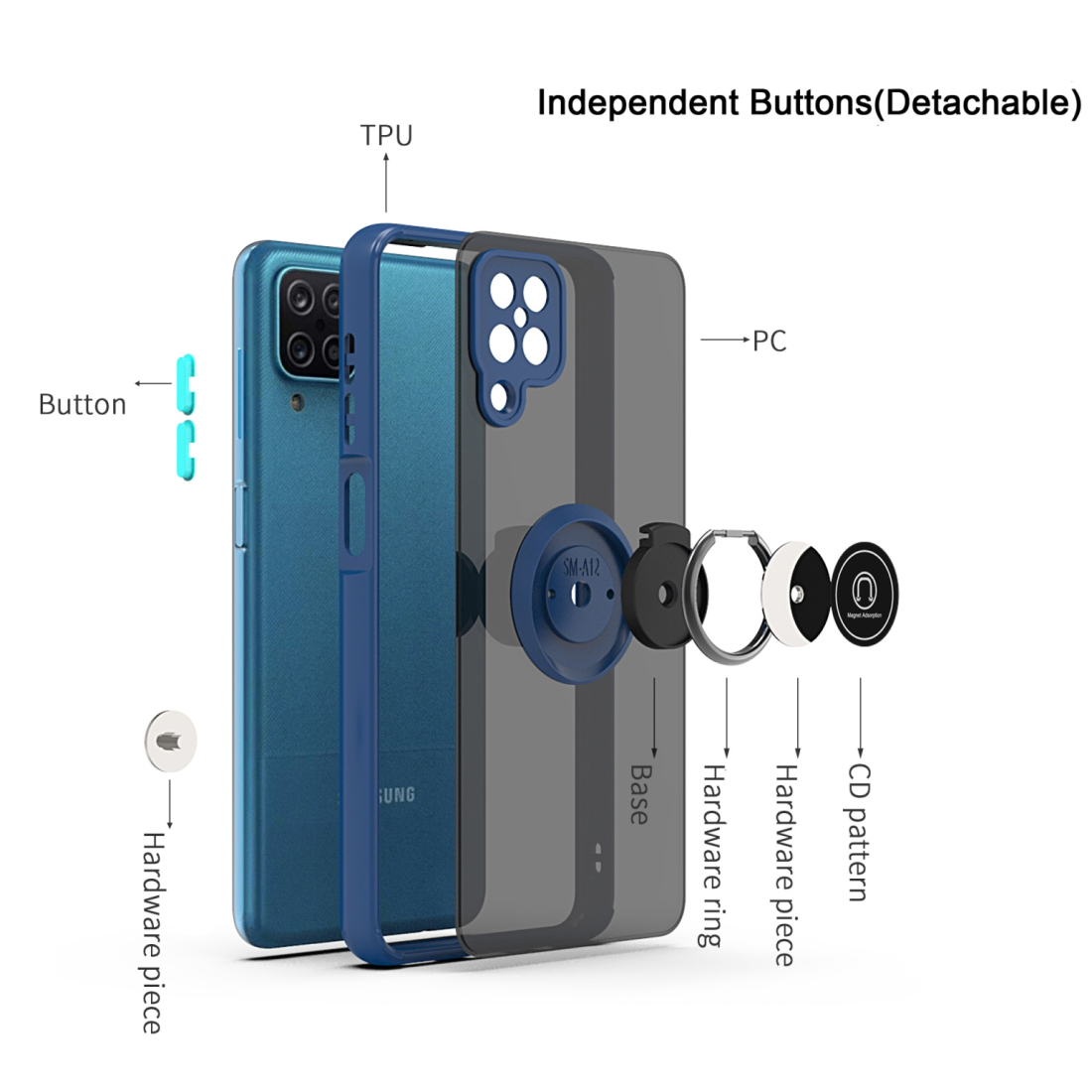 Coque Moxie R-Hold Samsung Galaxy A42 avec ring holder + contour Vert