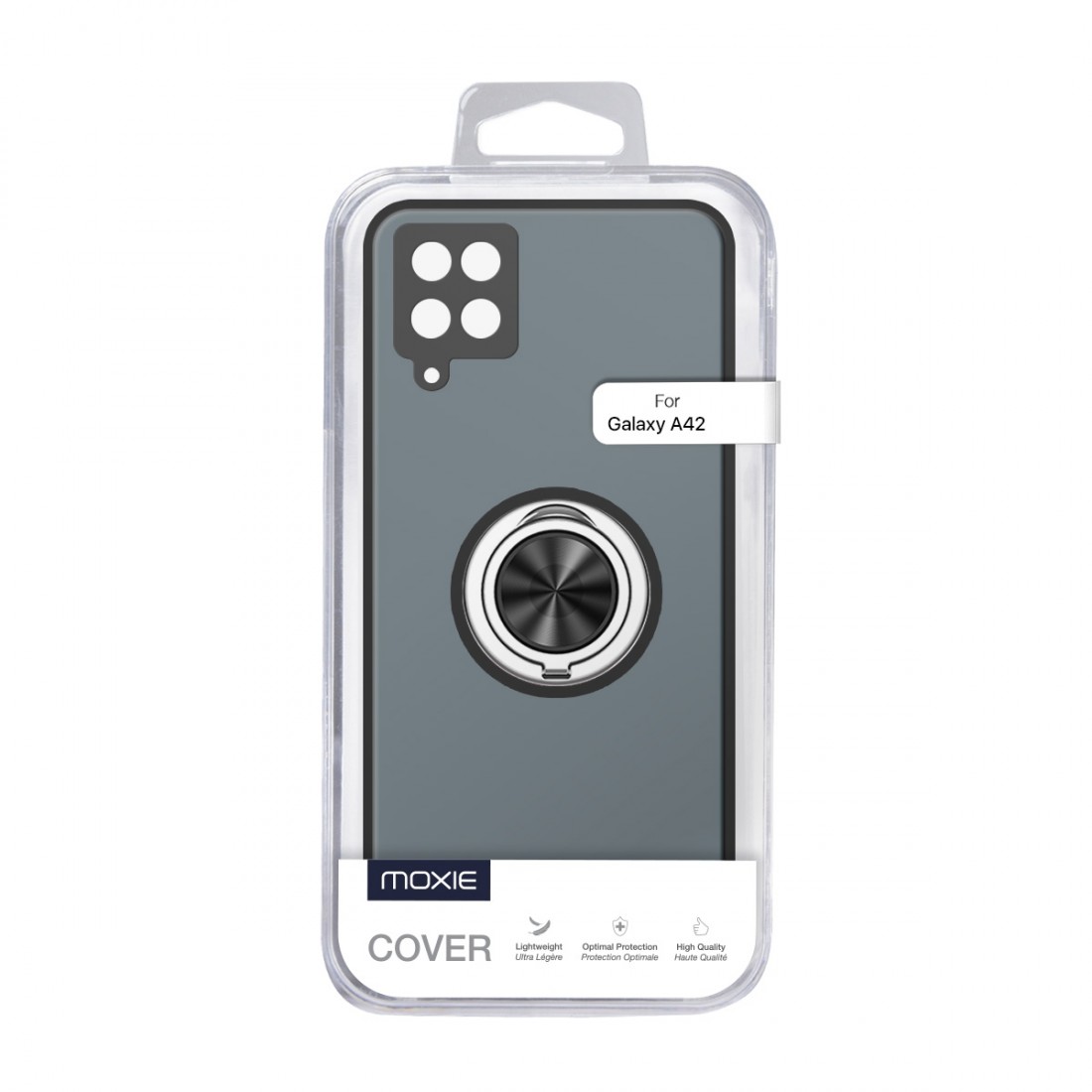 Coque Moxie TPU + PC Samsung A42 avec ring holder + contour noir