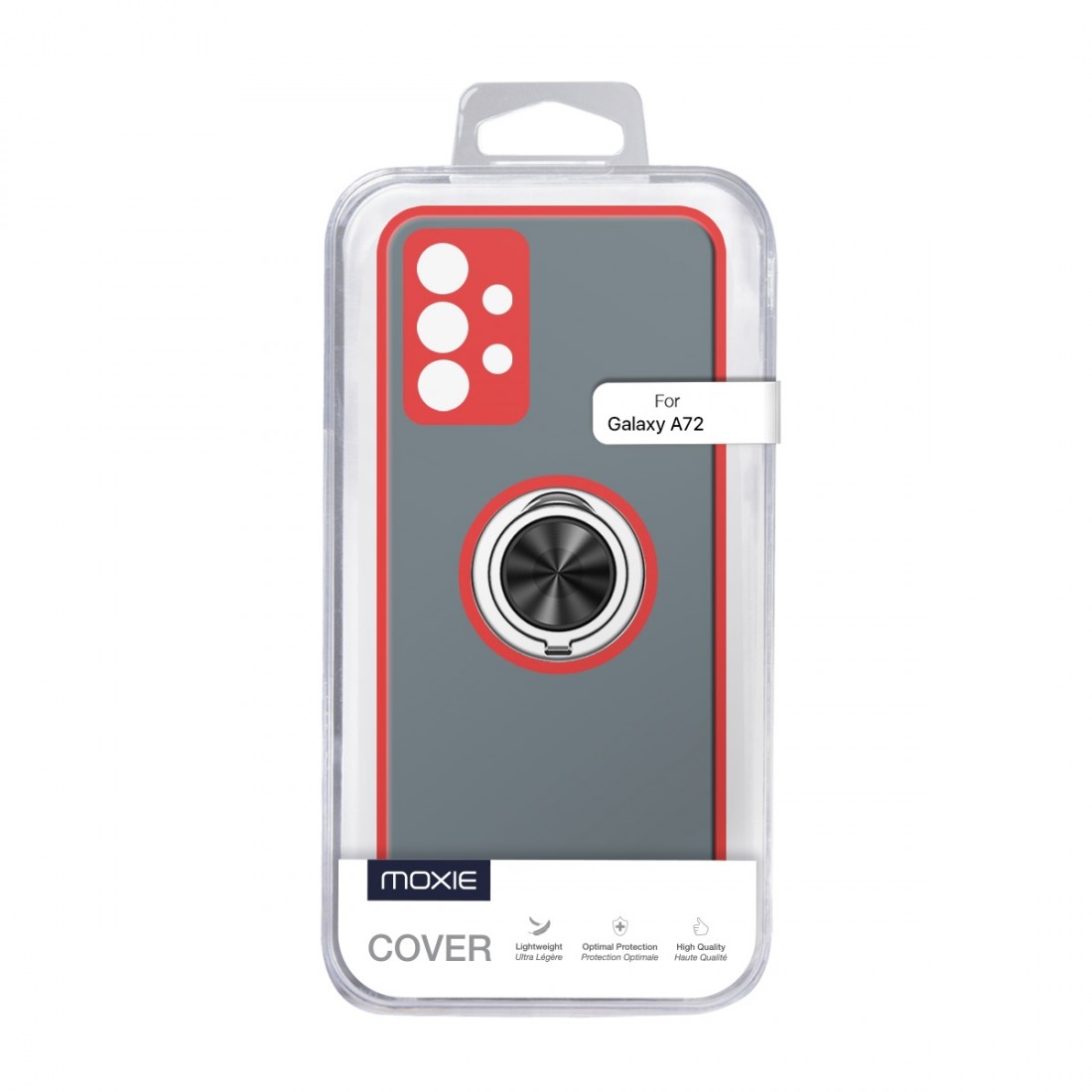 Coque Moxie R-Hold Samsung Galaxy A72 avec ring holder + contour Rouge