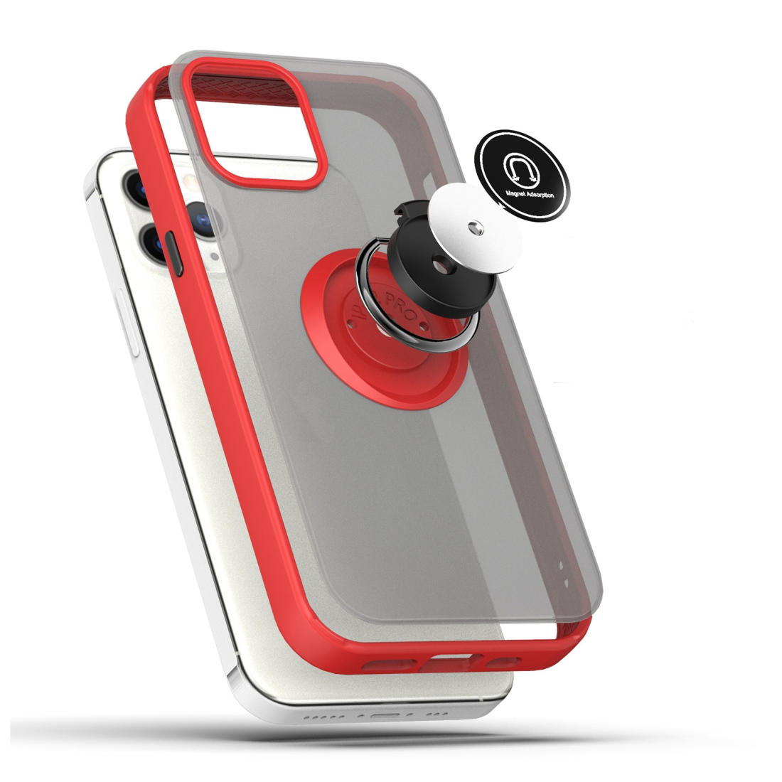 Coque Moxie R-Hold iPhone 12/12 Pro avec ring holder + contour ROUGE