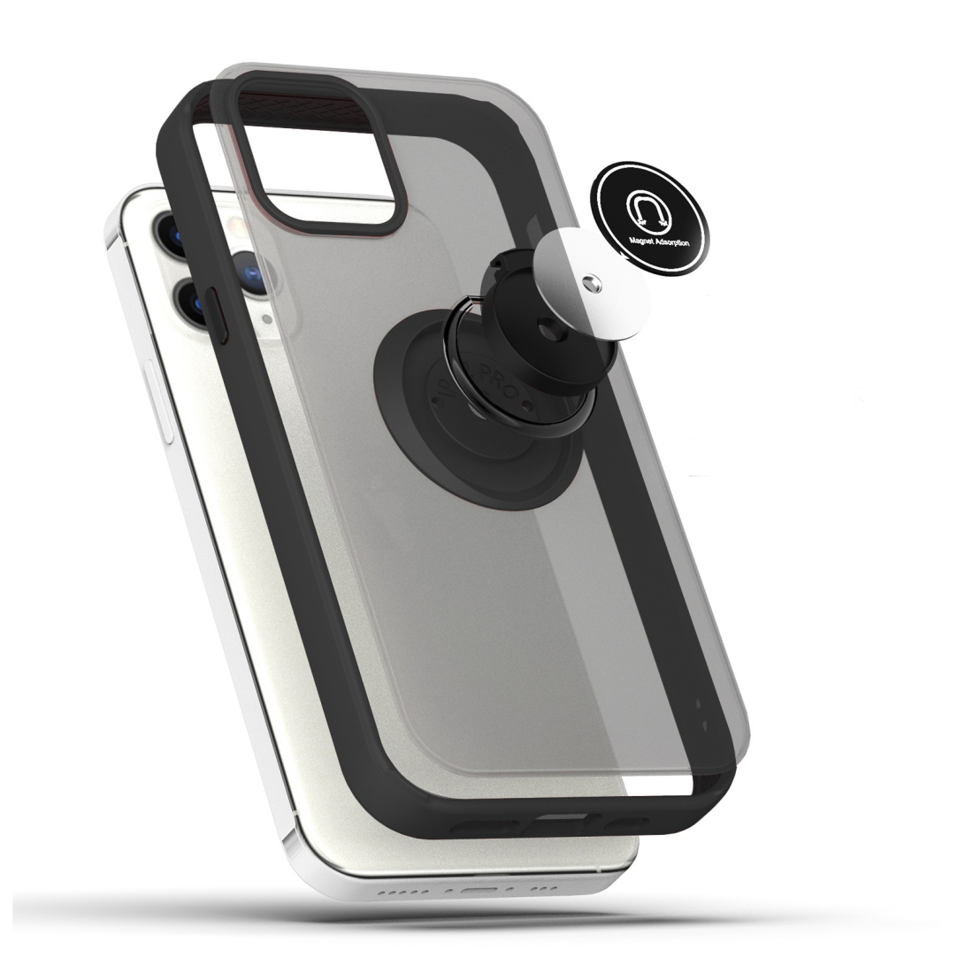 Coque Moxie R-Hold iPhone 12 Mini avec ring holder + contour Noir