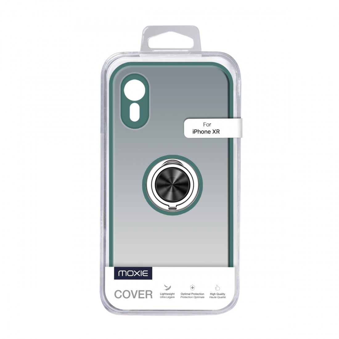 Coque Moxie R-Hold iPhone XR avec ring holder + contour VERT