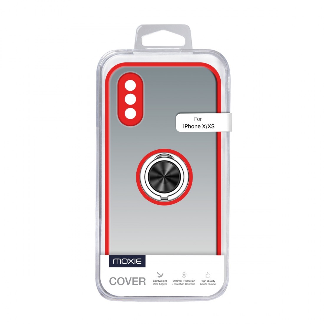 Coque Moxie R-Hold iPhone X/XS avec ring holder + contour Rouge