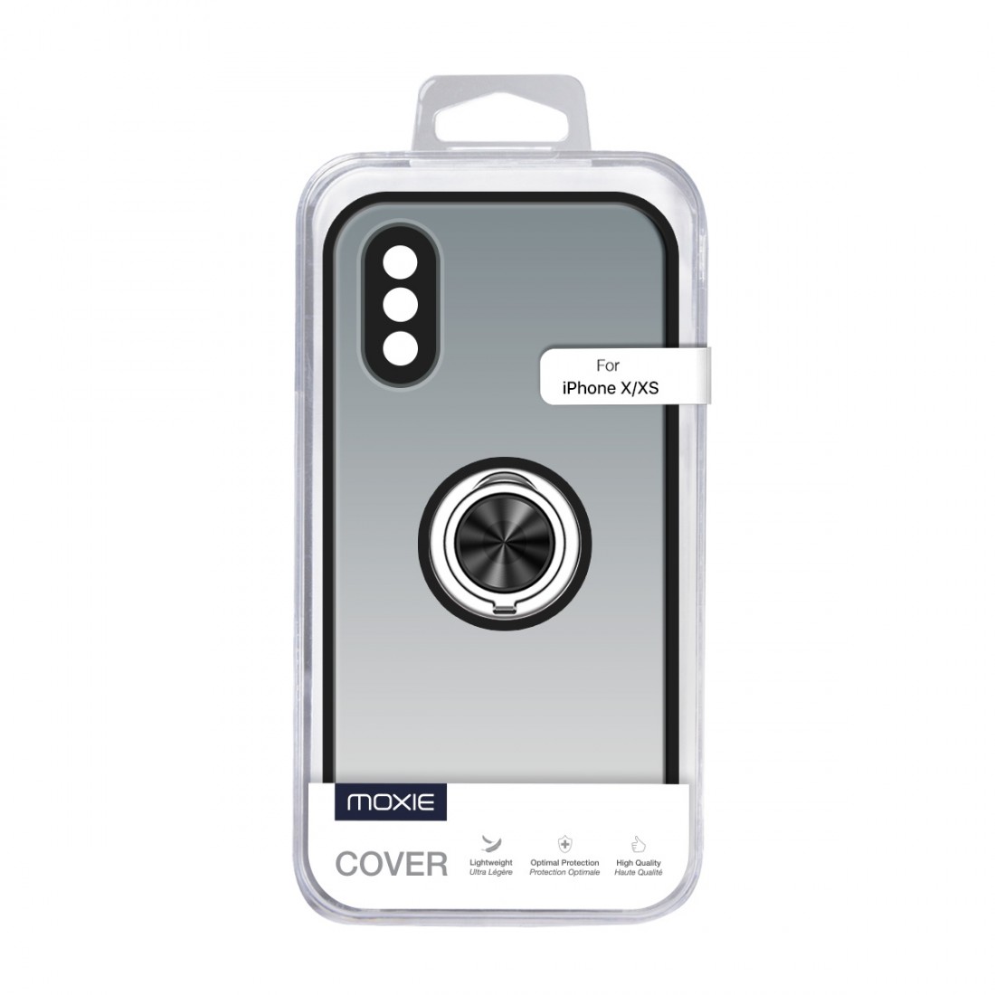 Coque Moxie R-Hold iPhone X/XS avec ring holder + contour Noir